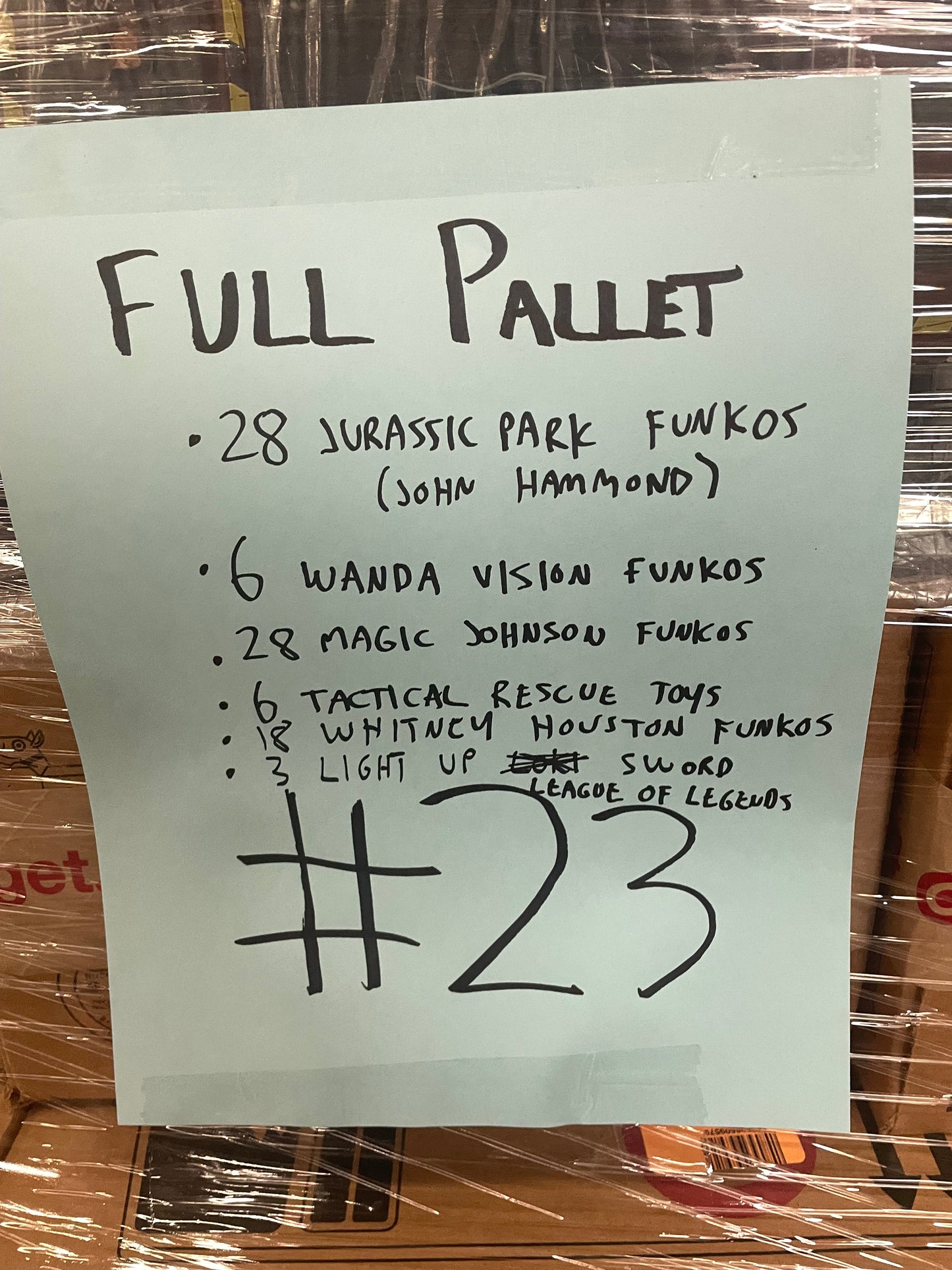 LOT #23 Wholesale Pallet of Mix of Toys. Funko Pop, Tactical Rescue Toys, 3 Foot League of Legends Swords (Retail $2400)) Pickup Only!