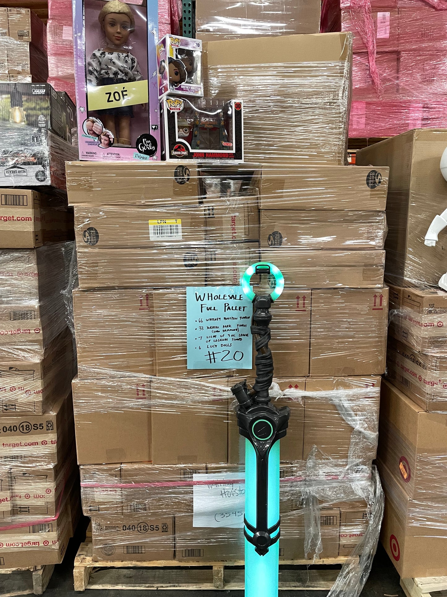 LOT #20 Wholesale Pallet of Mix of Toys.  Funko Pop, League of Legends Swords, Im a Girly Dolls (Retail $3300)) Pickup Only!