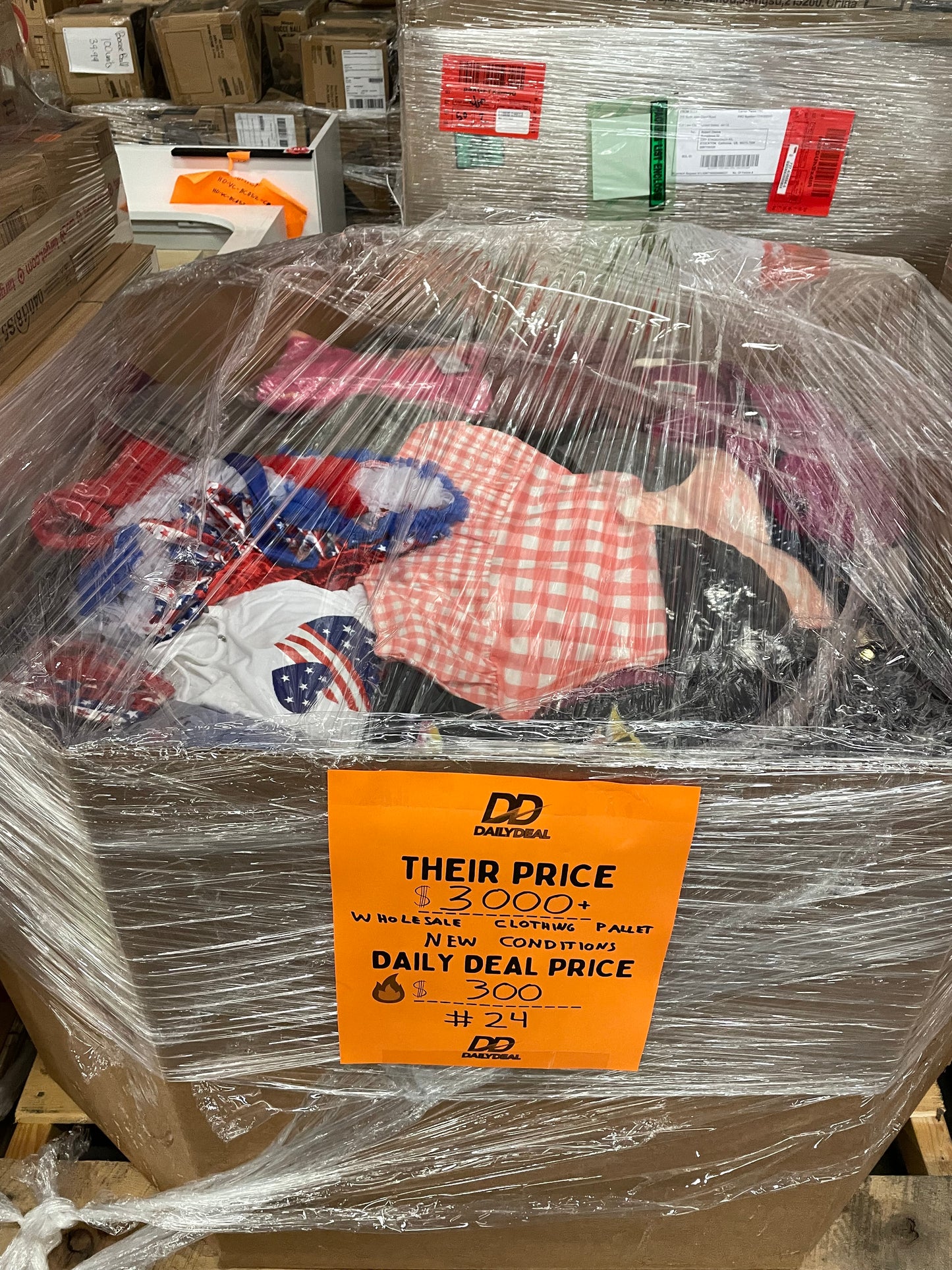 LOT #24 Wholesale Pallet of BRAND NEW Clothing!  Mostly Womens/Adult (Retail Over $3000+)) Pickup Only!
